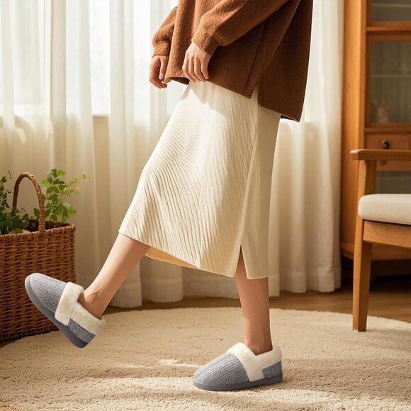 Women Memory Foam House Slippers Fuzzy Indoor Outdoor Slip-On Cozy Comfortable - Picture 6 of 6